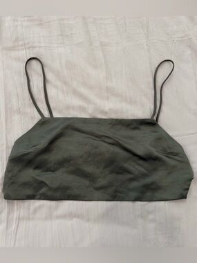 Zara Olive Green Spaghetti-Strap Crop Camisole